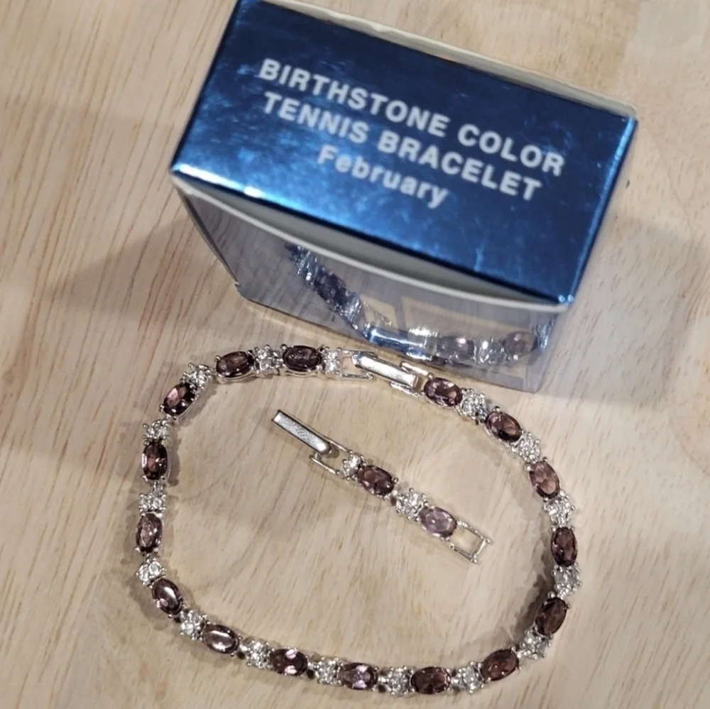 AVON February Birthstone Elegant Tennis Bracelet With Amethyst Purple